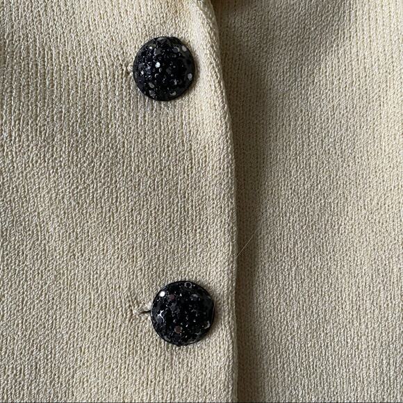 First Lady Knit Jacket Soft Pale Yellow with Black Buttons Wool Blend Vintage M - Picture 3 of 12